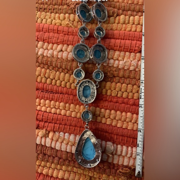 Faux Turquoise Pendant Earring & Ring Set - Picture 9 of 11